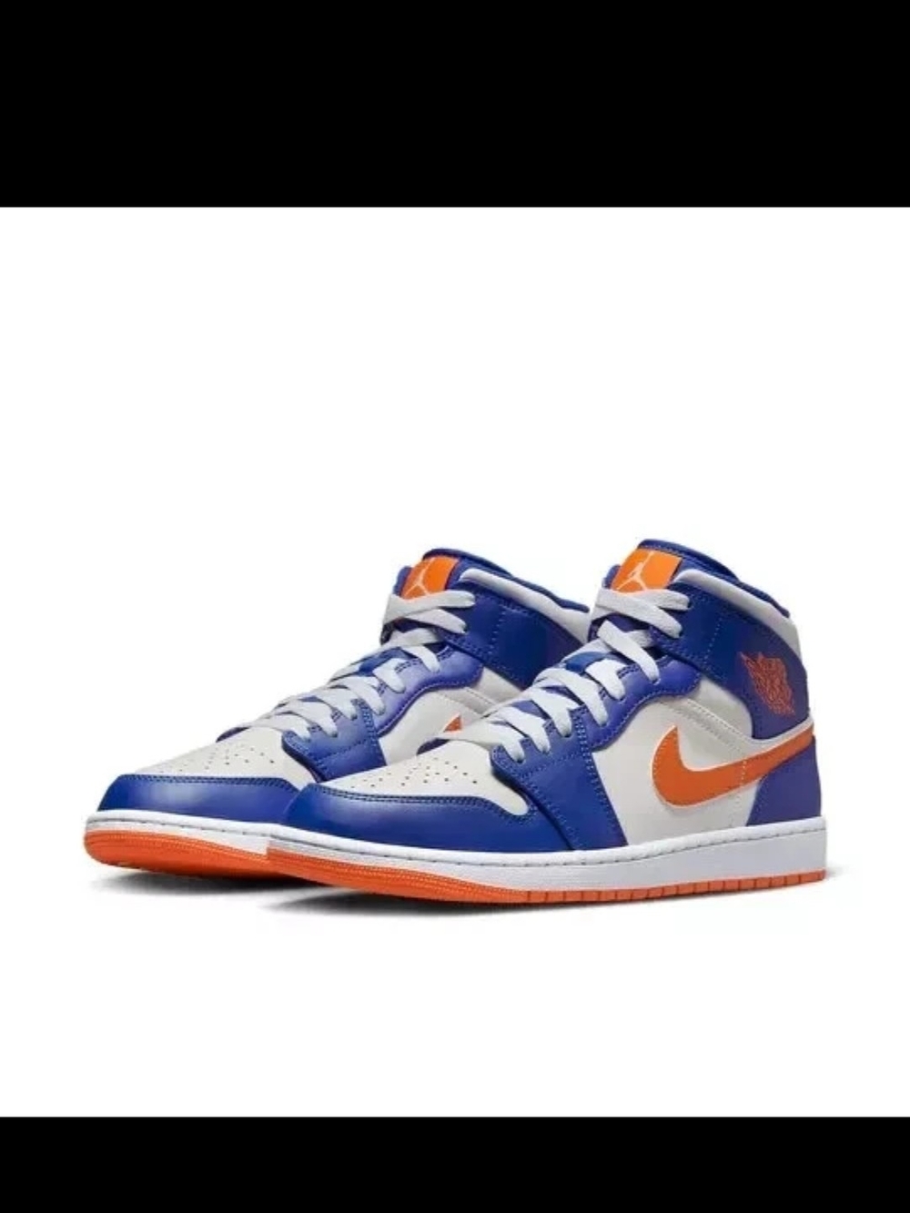 Nike Air Jordan 1 Mid Knicks- White, Blue & Orange Accents